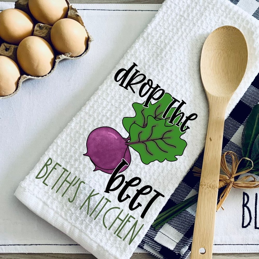 TEA TOWEL-DROP THE BEET Kitchen Towel-Personalized-Hou…